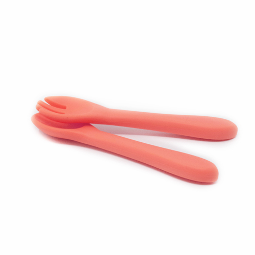 ciboulo-couverts-en-silicone-b-b-saumon-cuill-re-fourchette image 3