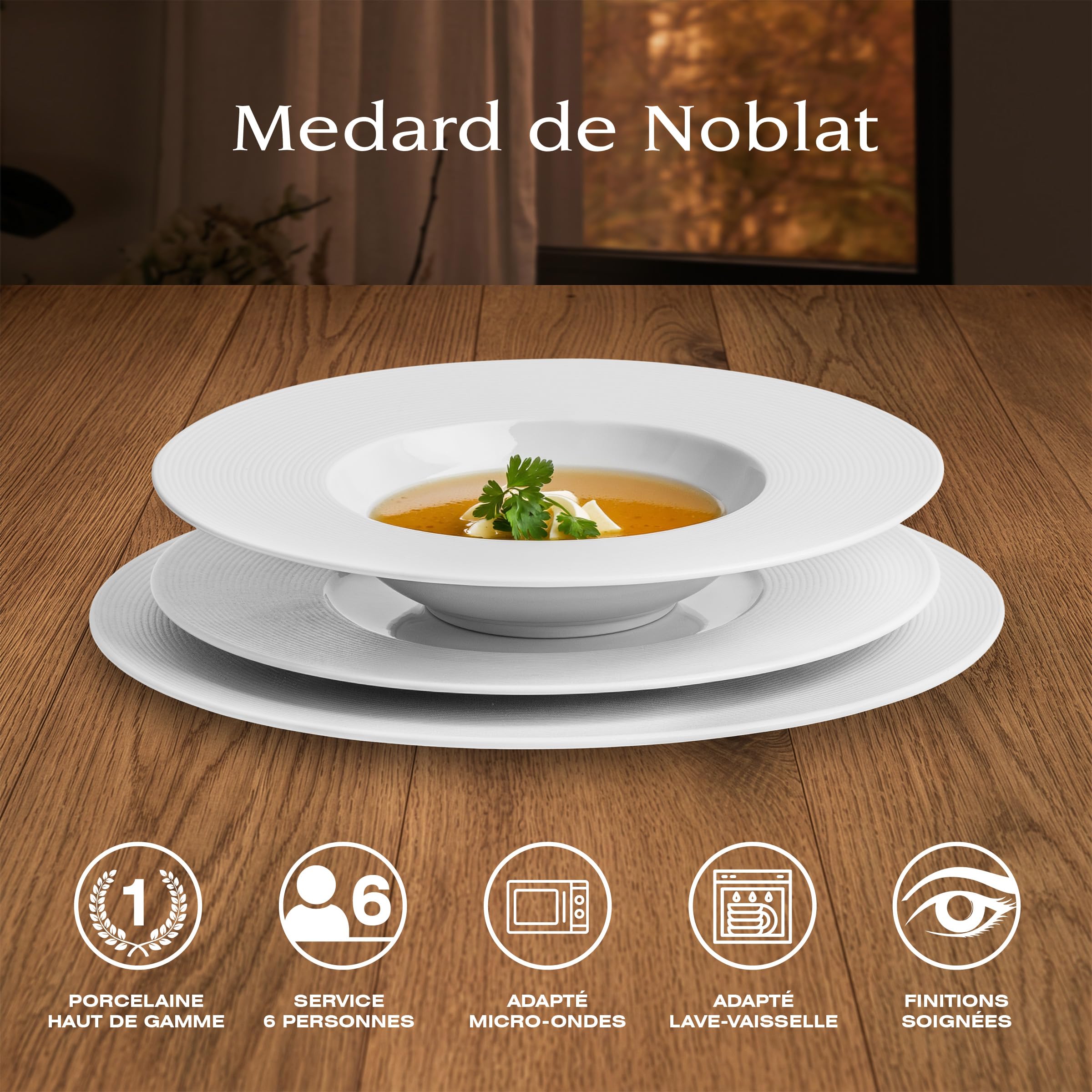 m-dard-de-noblat-batik-service-18-assiettes-porcelaine-blanc image 2
