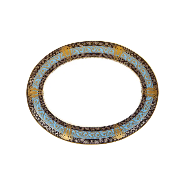 haviland-salon-murat-plat-ovale-bleu-ciel-or-porcelaine image 1