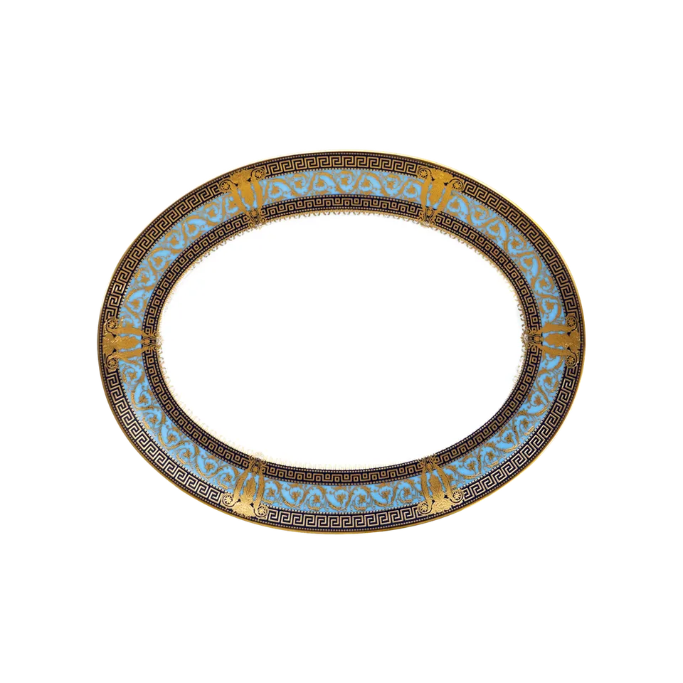 haviland-salon-murat-plat-ovale-bleu-ciel-or-porcelaine image 1