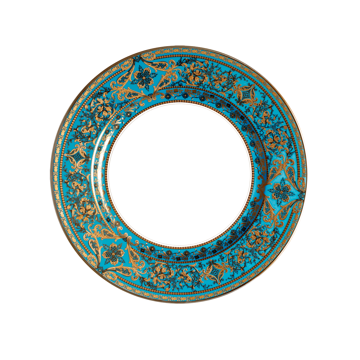 haviland-matignon-assiette-dessert-bleu-piscine-or-porcelaine image 1