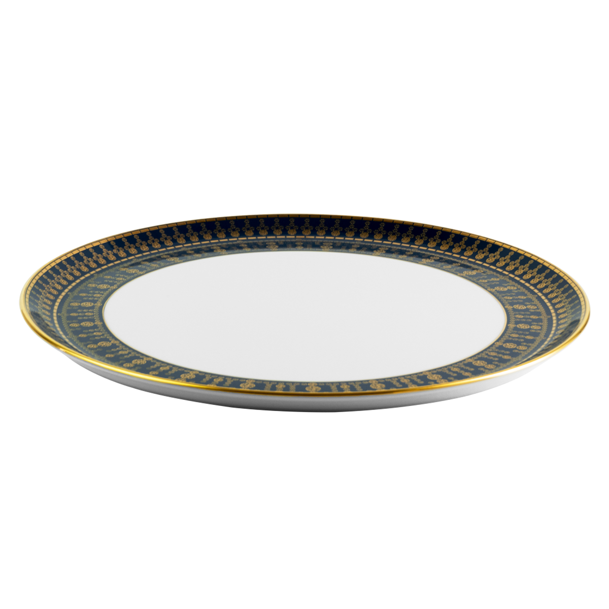 haviland-tiara-plat-tarte-porcelaine-bleu-de-prusse-or image 2