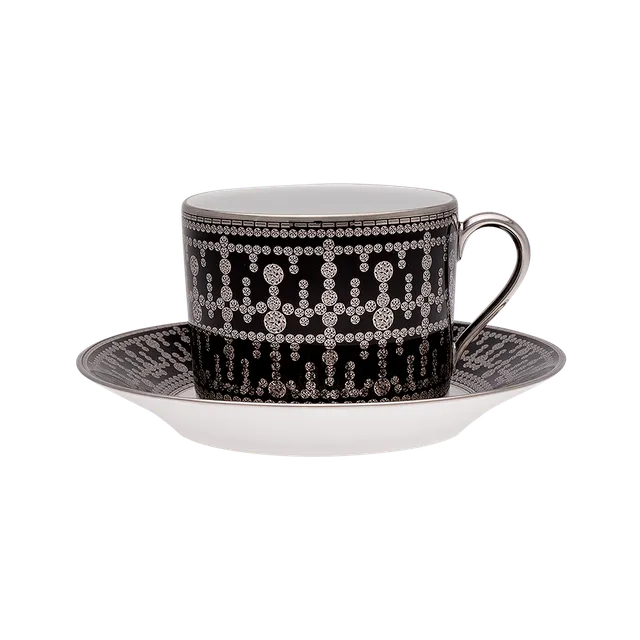 haviland-tiara-tasse-d-jeuner-soucoupe-noir-platine image 1