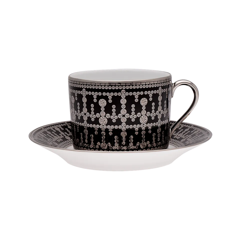haviland-tiara-tasse-d-jeuner-soucoupe-noir-platine image 1