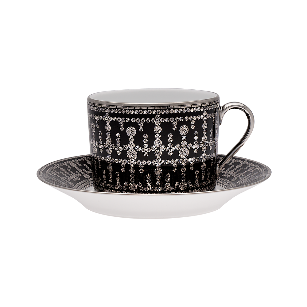 haviland-tiara-tasse-d-jeuner-soucoupe-noir-platine image 1