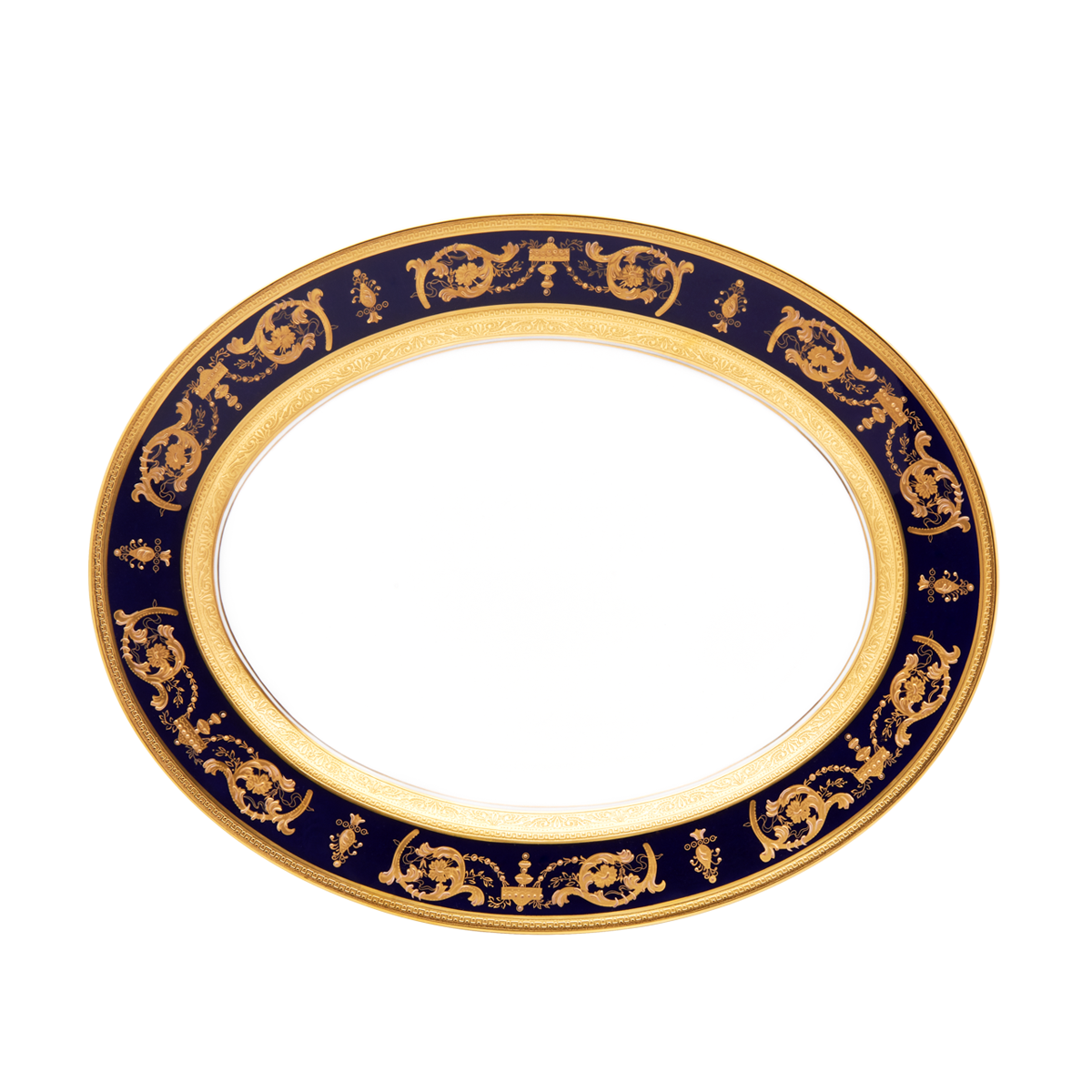 haviland-imp-rator-plat-ovale-porcelaine-bleu-de-four-or image 1