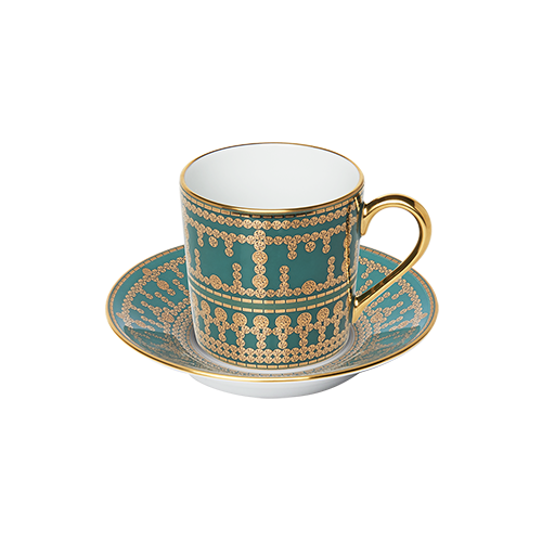 haviland-tiara-tasse-caf-soucoupe-bleu-paon-or-porcelaine image 1