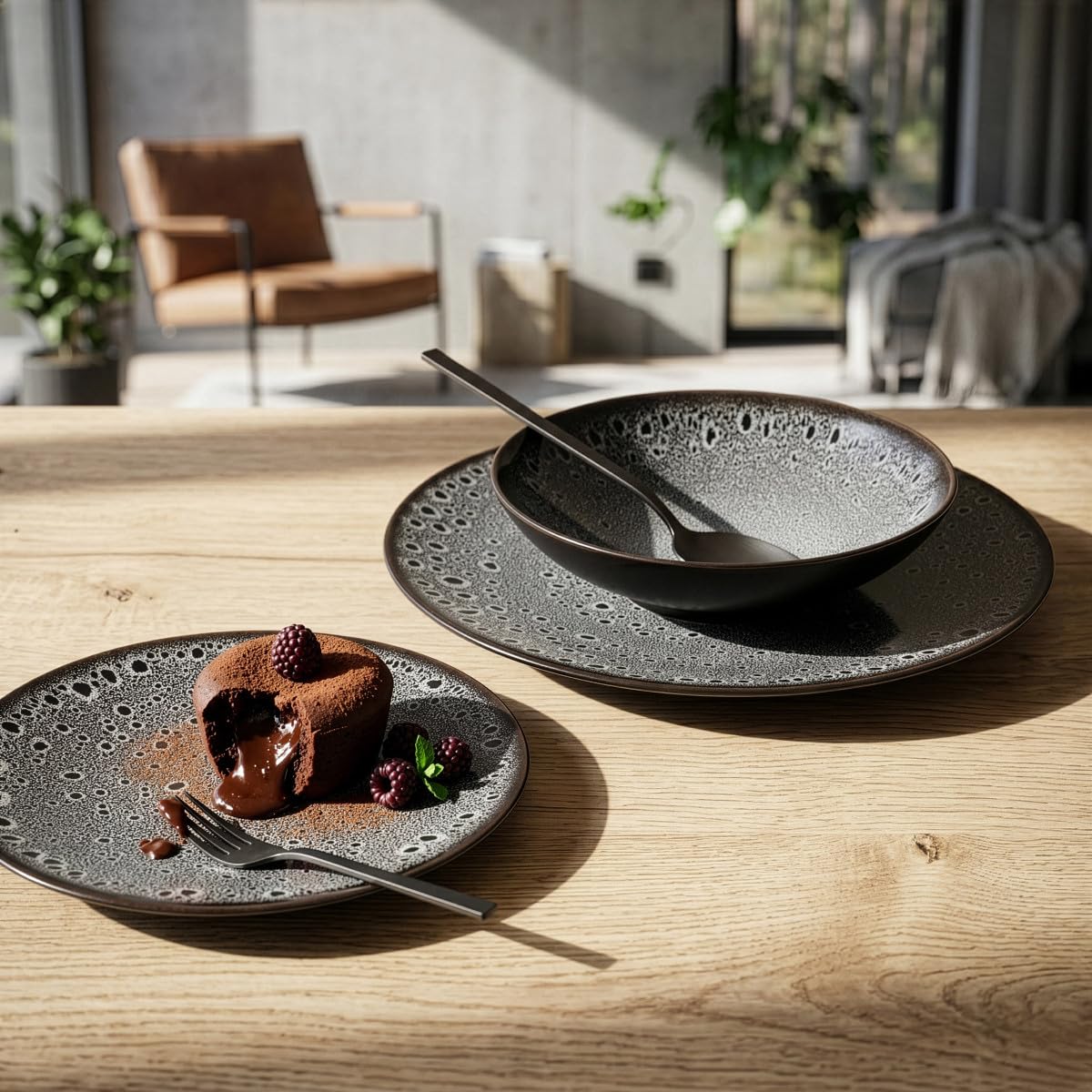 m-dard-de-noblat-n-o-service-18-assiettes-gr-s-gris image 3