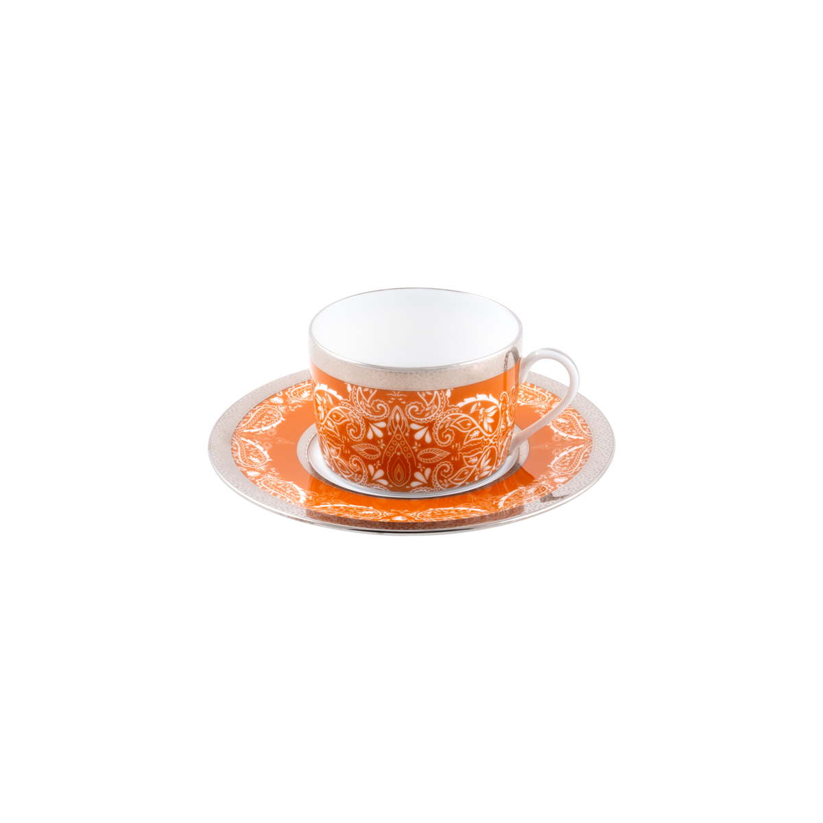 haviland-romane-tasse-et-soucoupe-th-porcelaine-orange image 1