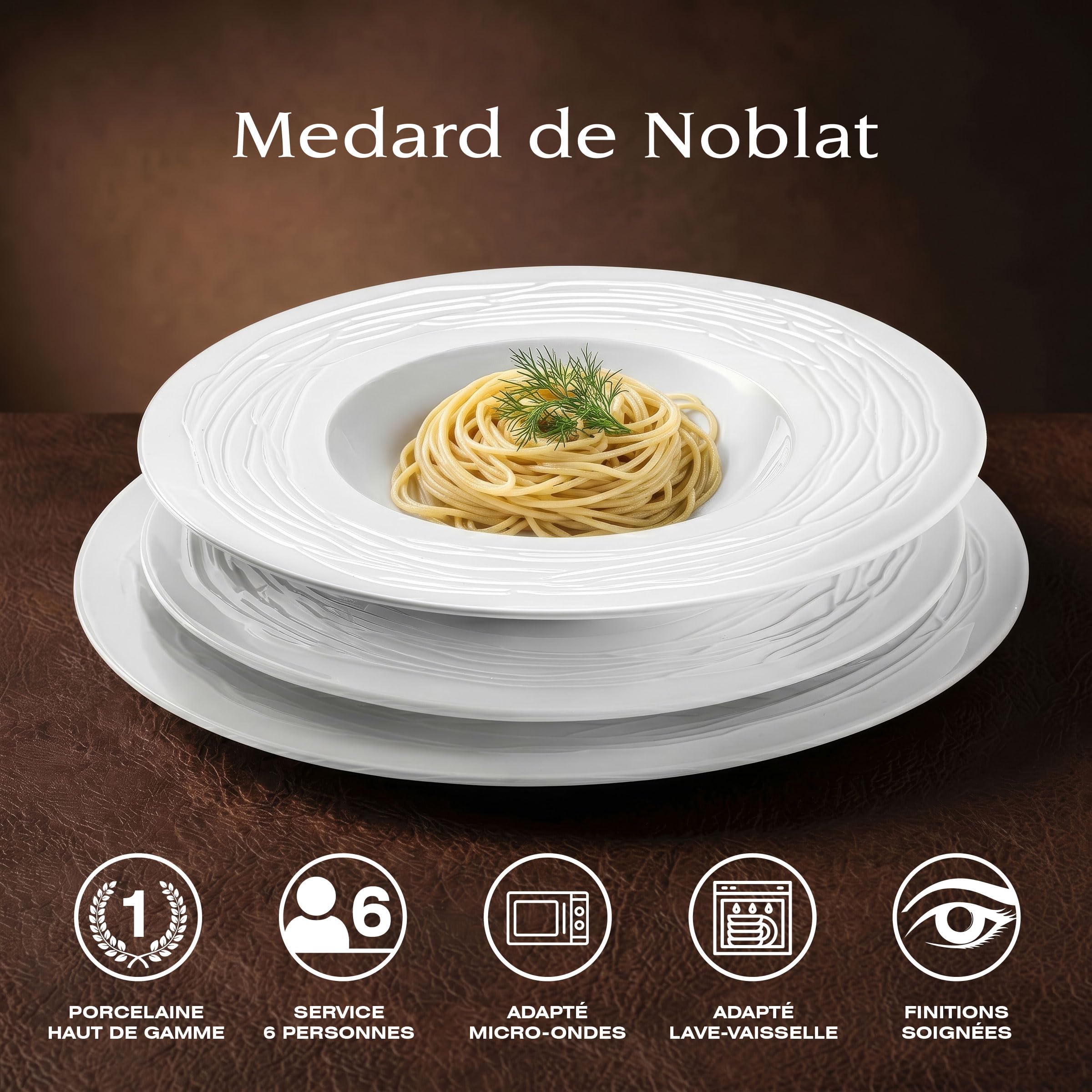 m-dard-de-noblat-lago-service-18-assiettes-porcelaine-blanc image 2