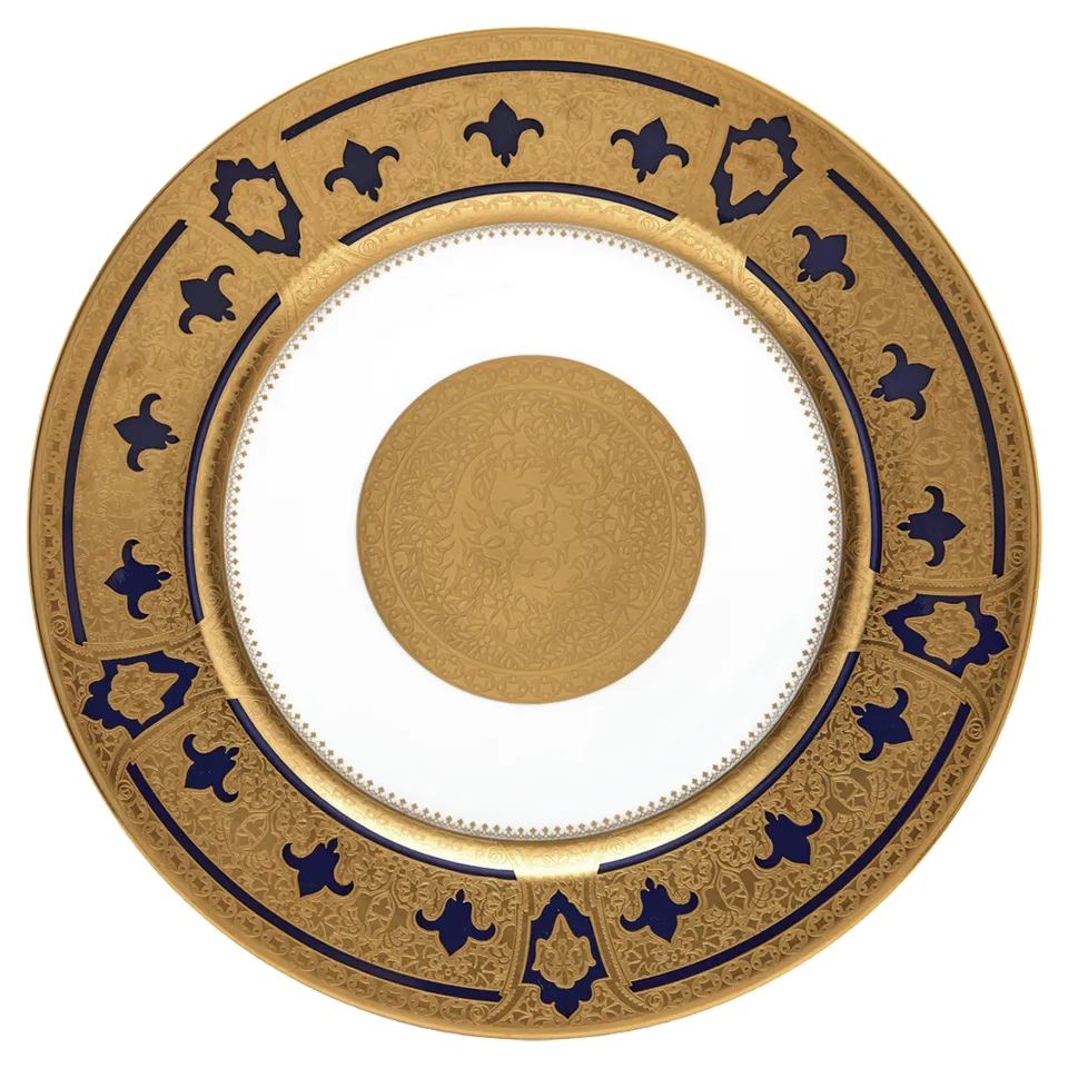 haviland-grand-apparat-assiette-pr-sentation-bleu-or image 1