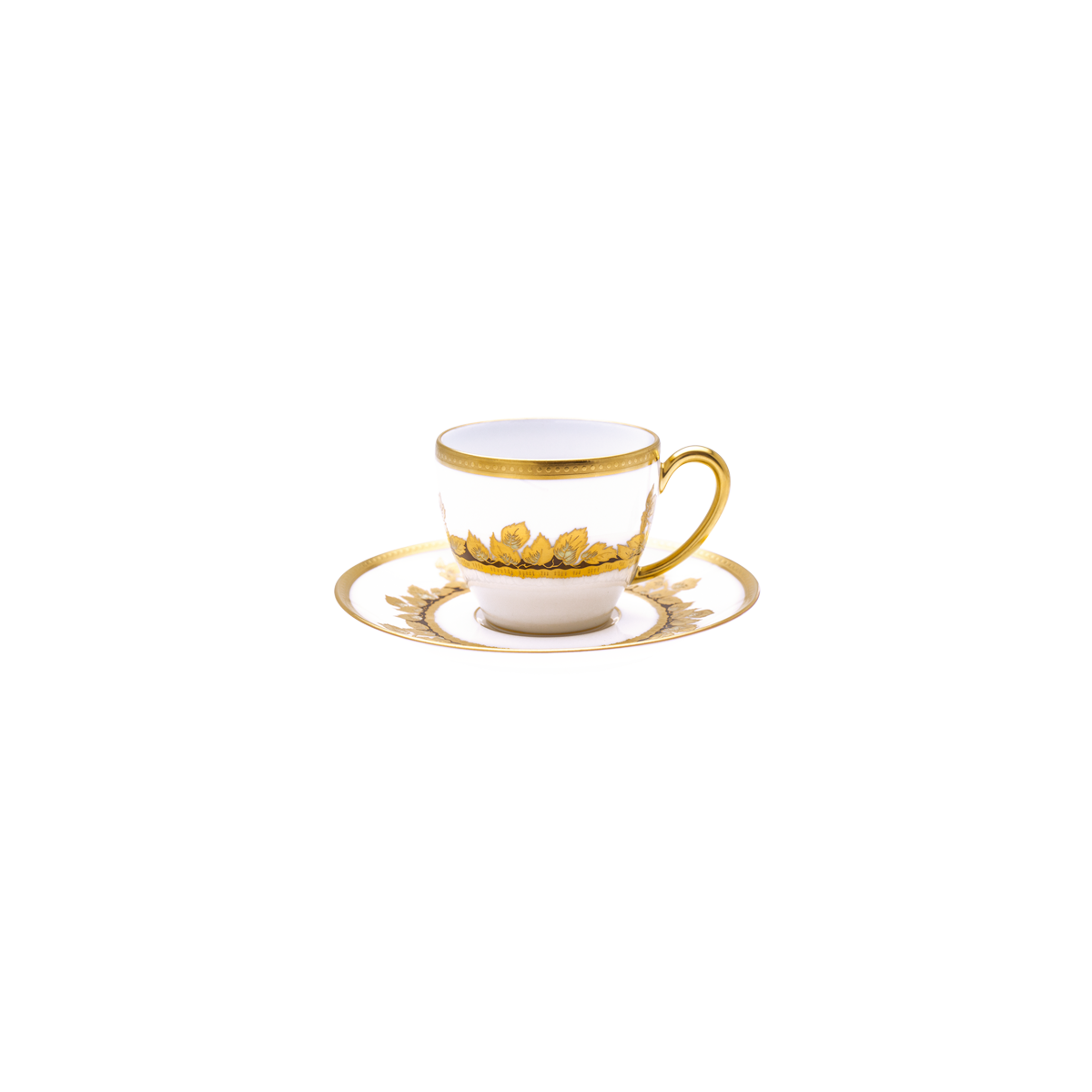 haviland-feuille-d-or-tasse-caf-soucoupe-porcelaine-or image 1