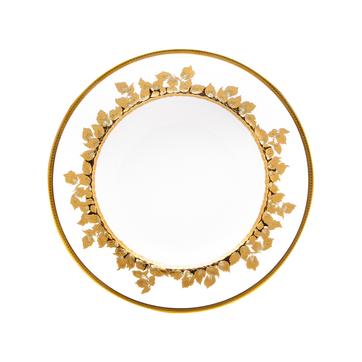 haviland-feuille-d-or-assiette-creuse-aile-porcelaine-bord-or image 1