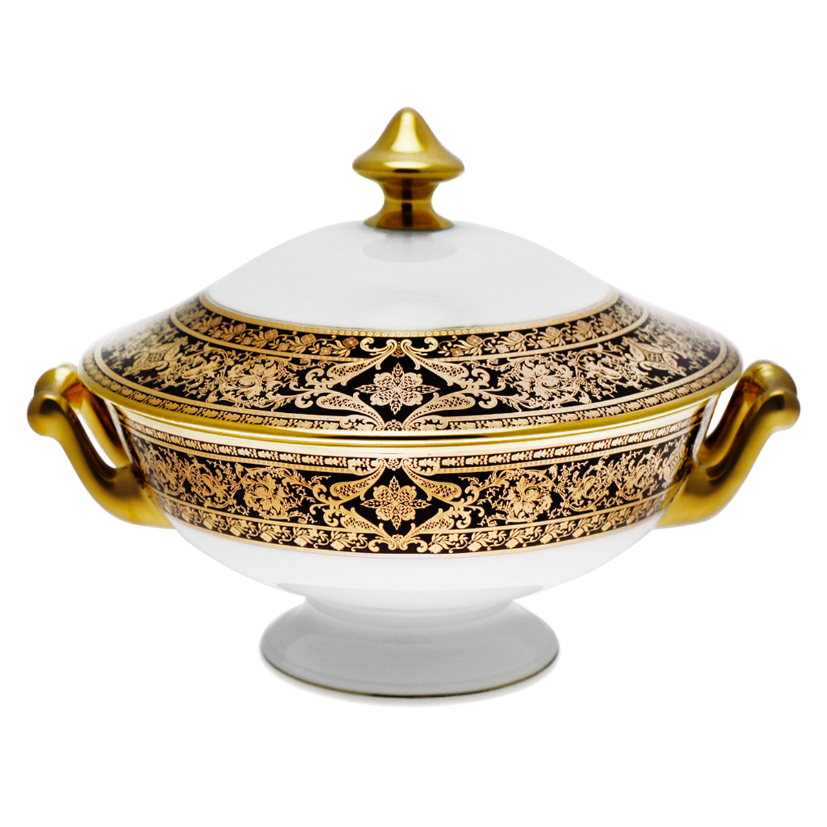 haviland-matignon-soupi-re-porcelaine-noir-et-or-limoges image 1