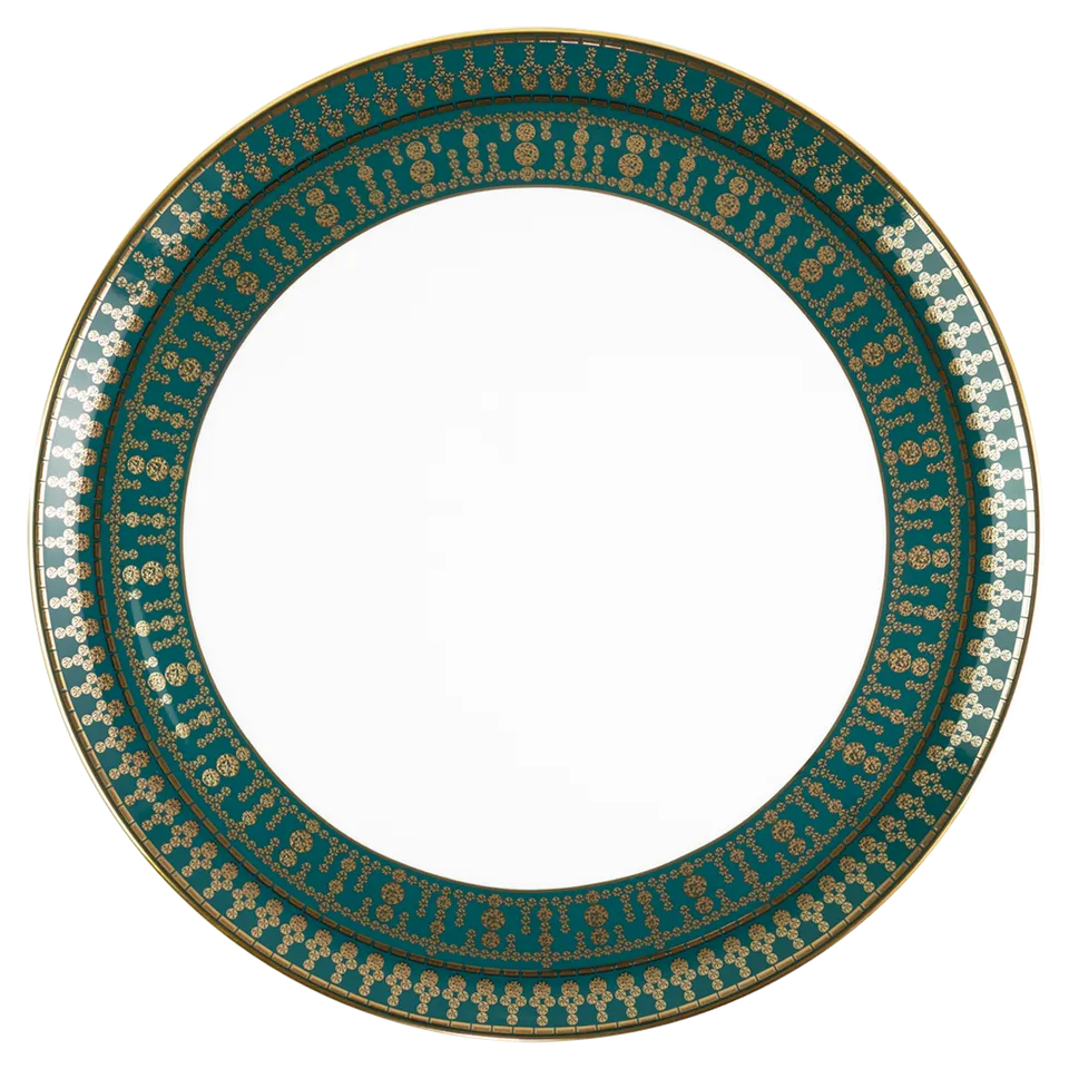 haviland-tiara-plat-tarte-porcelaine-bleu-paon-or image 1