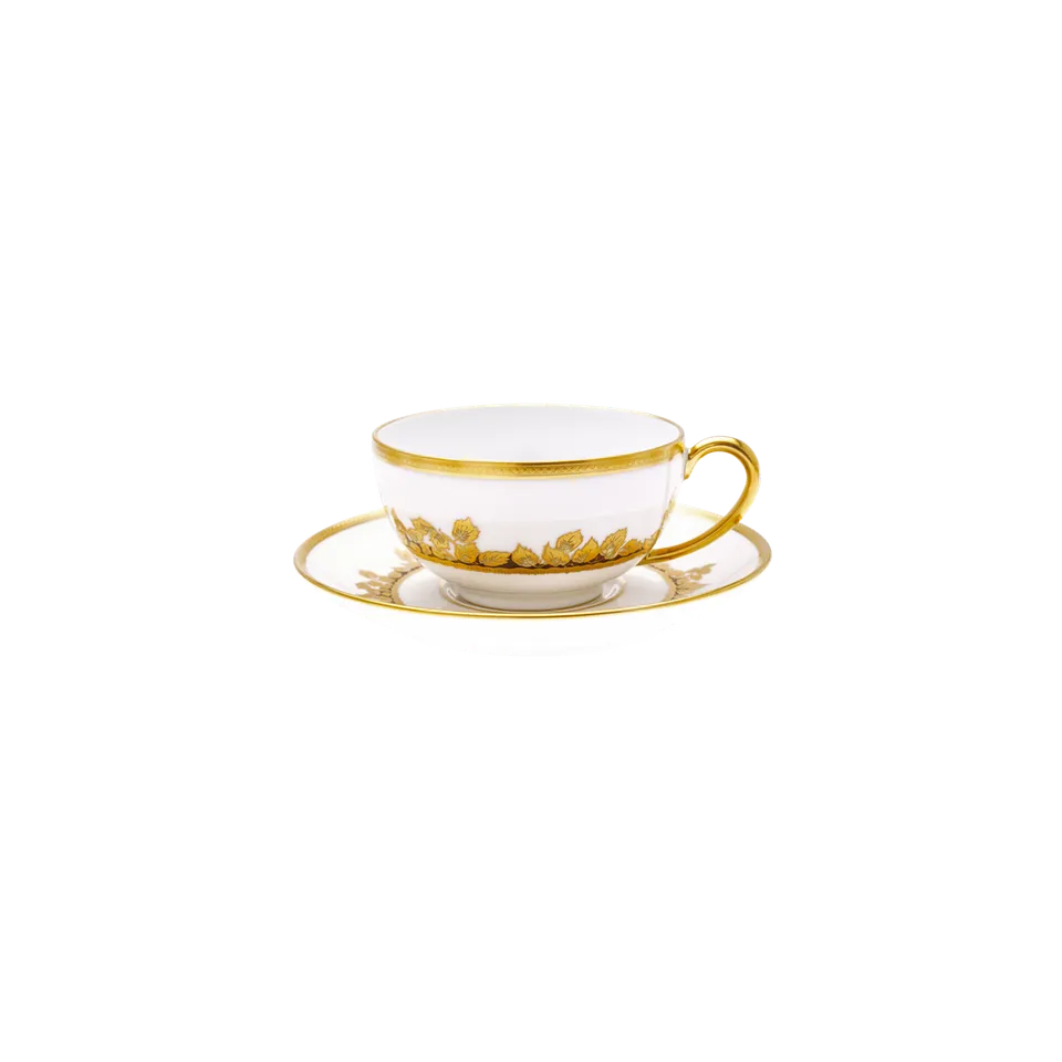 haviland-feuille-d-or-tasse-th-et-soucoupe-porcelaine-or image 1