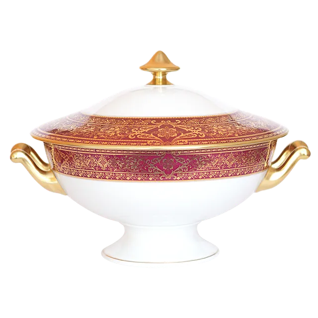haviland-matignon-soupi-re-porcelaine-cerise-et-or image 1