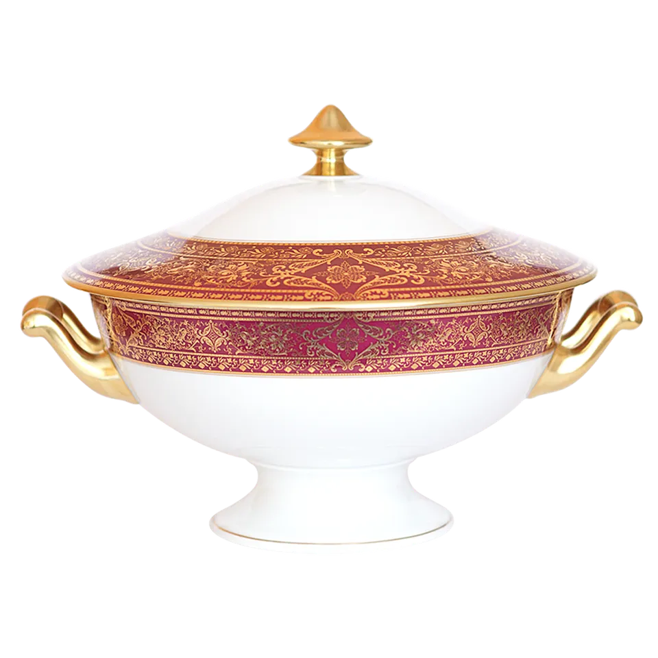 haviland-matignon-soupi-re-porcelaine-cerise-et-or image 1