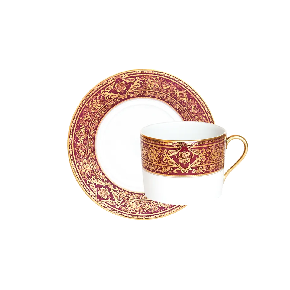 haviland-matignon-tasse-d-jeuner-cerise-or-soucoupe image 1