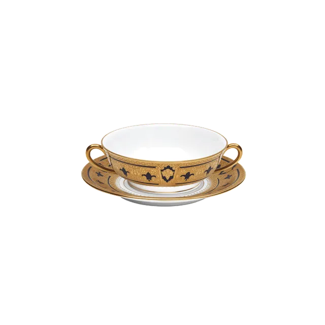 haviland-grand-apparat-bol-bouillon-et-soucoupe-bleu-porcelaine image 1