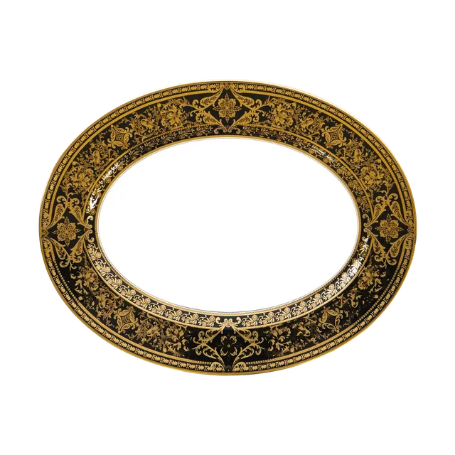 haviland-matignon-plat-ovale-noir-or-porcelaine image 1