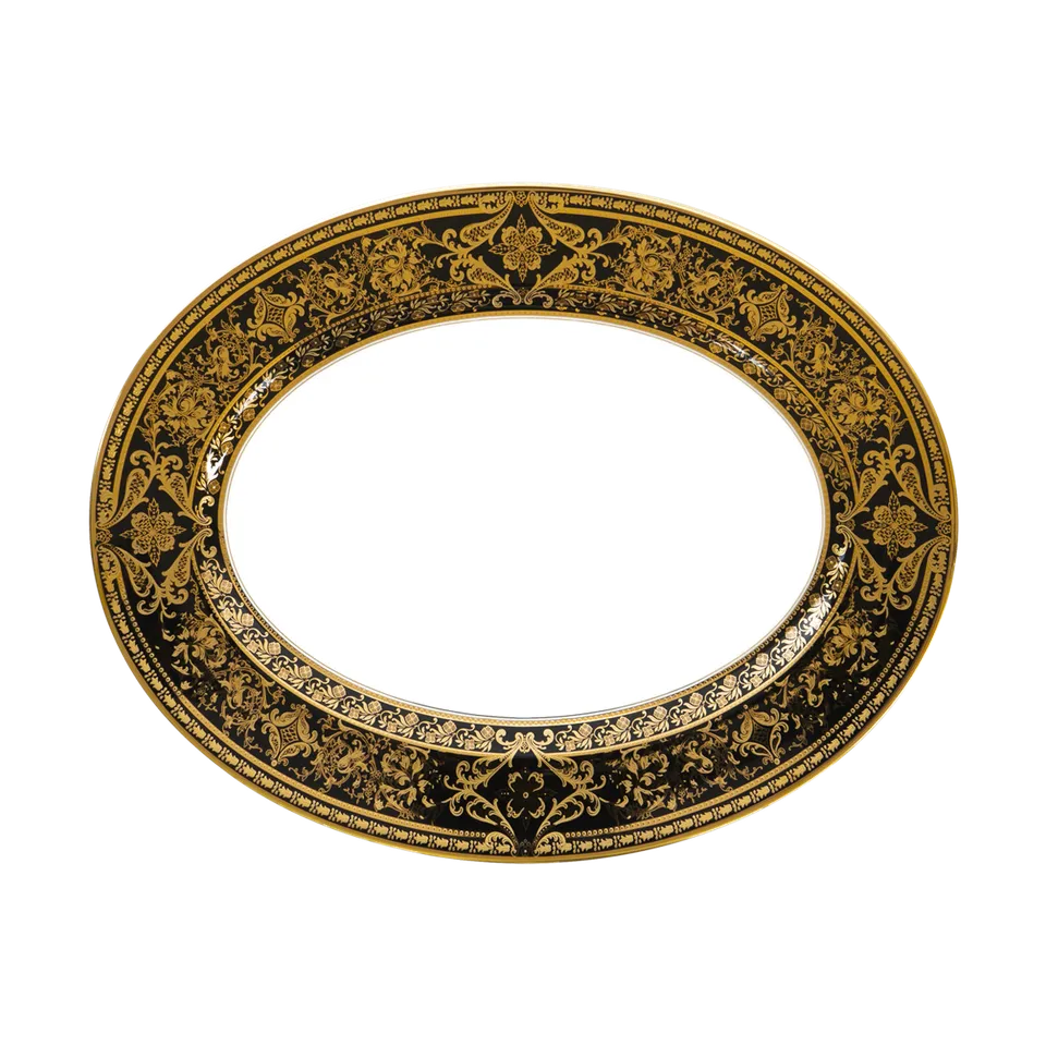 haviland-matignon-plat-ovale-noir-or-porcelaine image 1