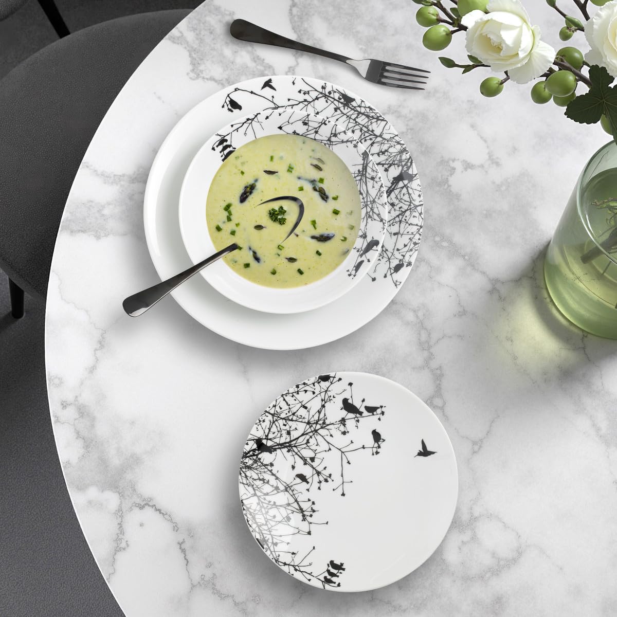m-dard-de-noblat-aurore-service-18-assiettes-porcelaine-blanc-noir image 4