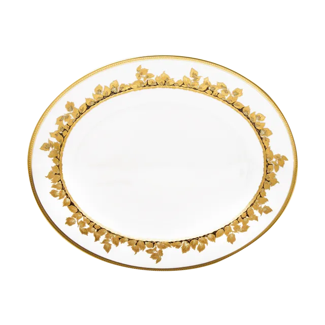 haviland-feuille-d-or-plat-ovale-porcelaine-or image 1