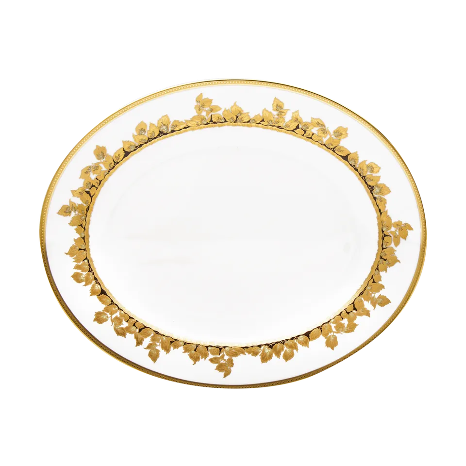 haviland-feuille-d-or-plat-ovale-porcelaine-or image 1