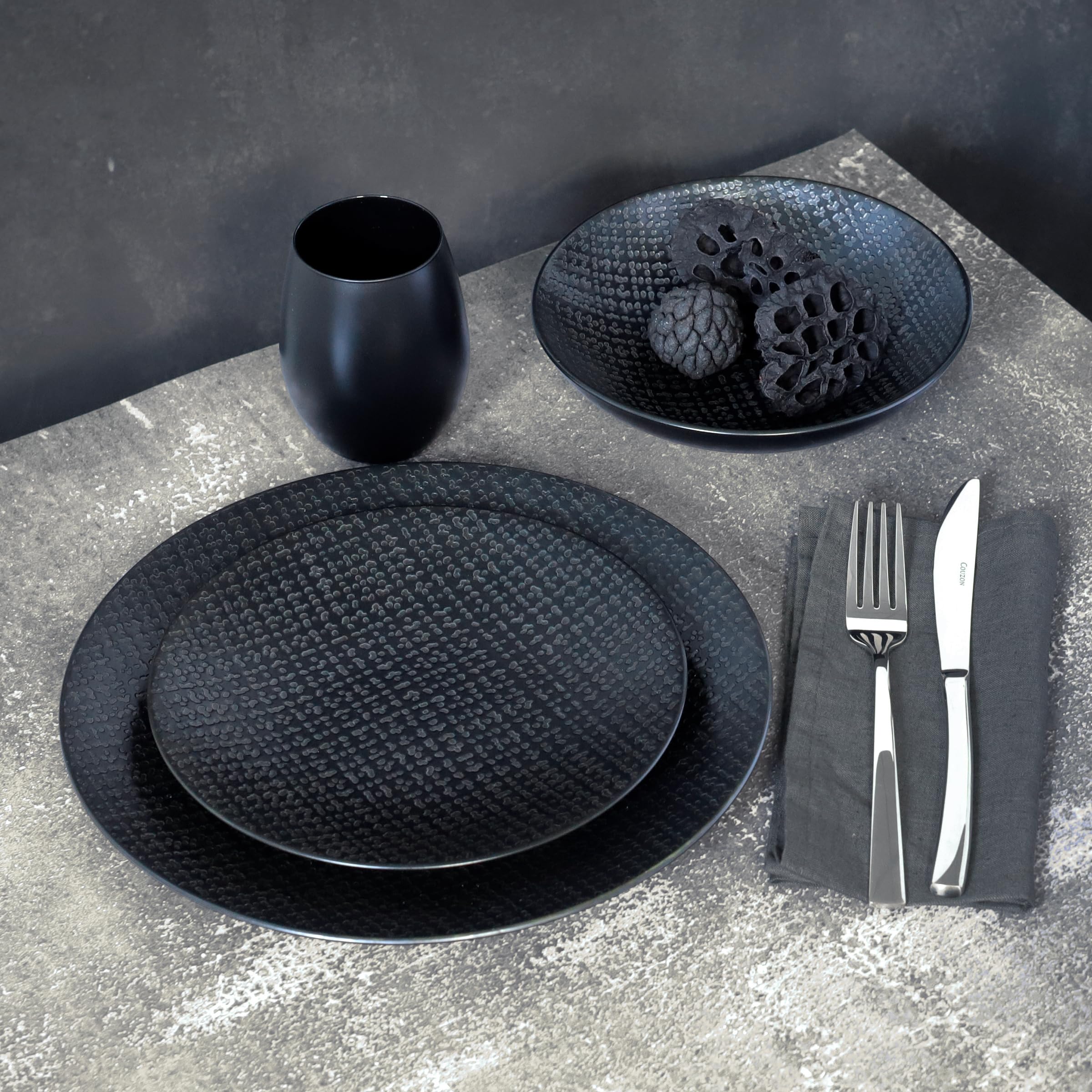 m-dard-de-noblat-tweed-noir-service-18-assiettes-gr-s-noir image 5