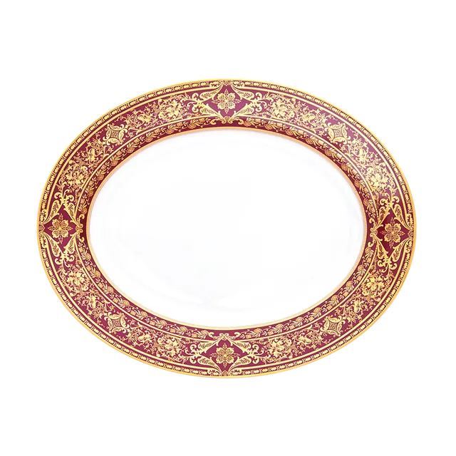 haviland-matignon-plat-ovale-porcelaine-cerise-or image 1