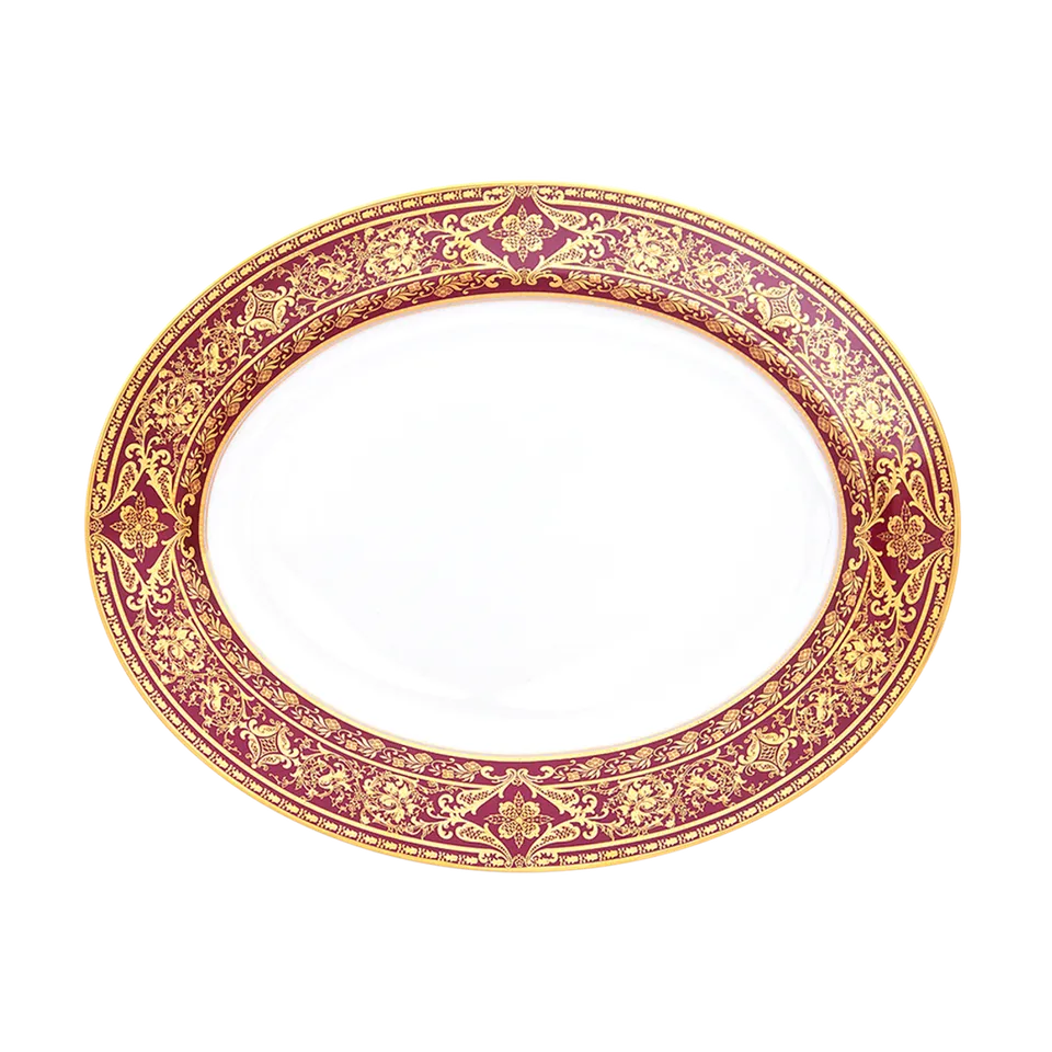 haviland-matignon-plat-ovale-porcelaine-cerise-or image 1