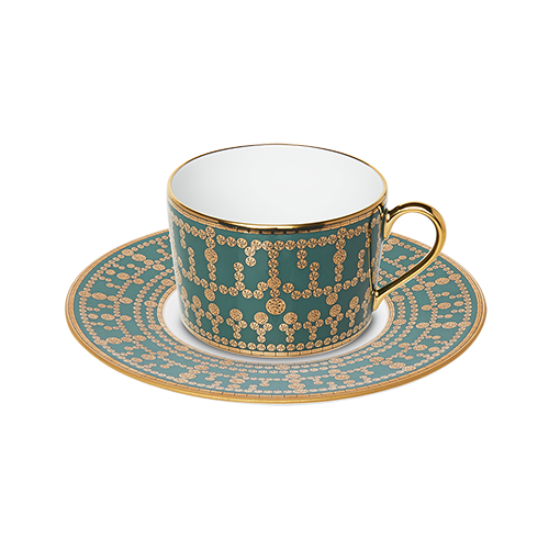 haviland-tiara-tasse-th-soucoupe-porcelaine-bleu-paon-or image 1