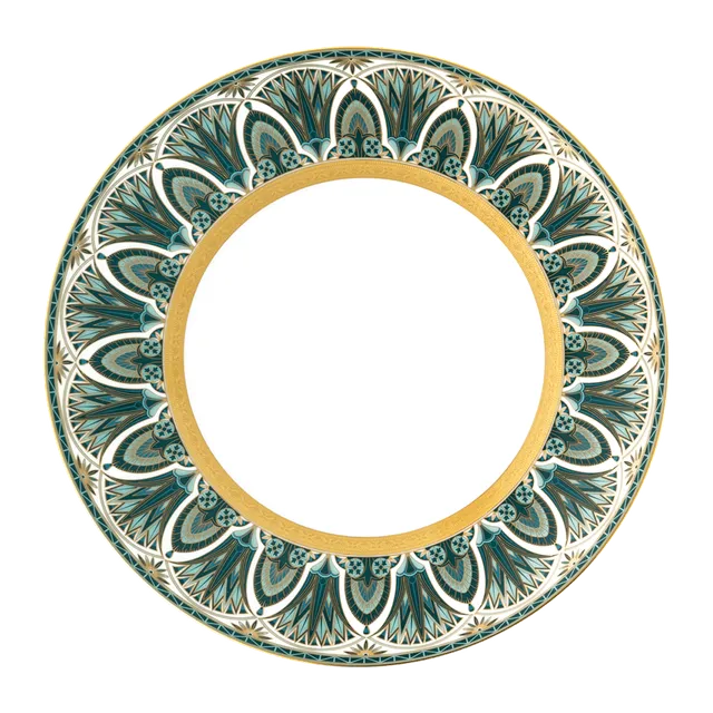 haviland-r-ves-du-nil-assiette-d-ner-vert-or-porcelaine image 1