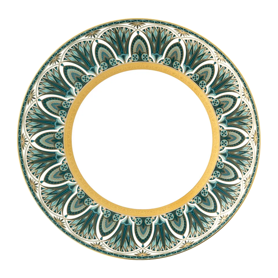 haviland-r-ves-du-nil-assiette-d-ner-vert-or-porcelaine image 1