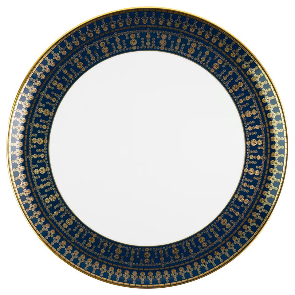 haviland-tiara-plat-tarte-porcelaine-bleu-de-prusse-or image 1