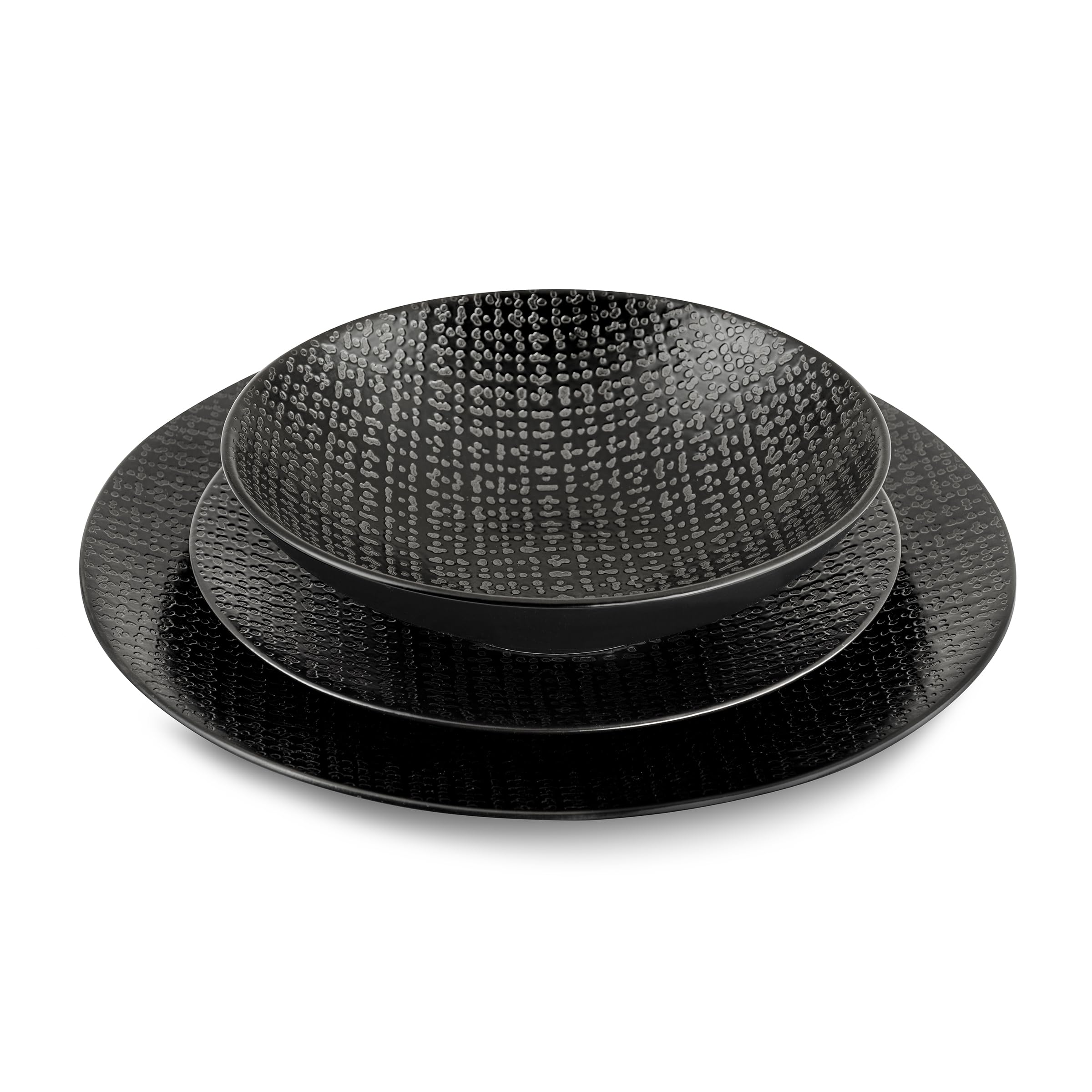 m-dard-de-noblat-tweed-noir-service-18-assiettes-gr-s-noir image 1