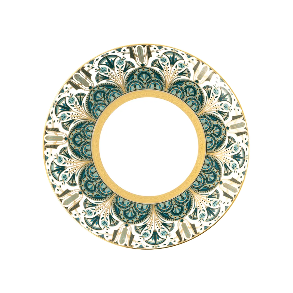 haviland-r-ves-du-nil-assiette-dessert-vert-or-porcelaine image 1