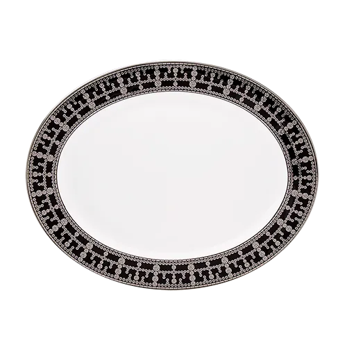 haviland-tiara-plat-ovale-noir-platine-porcelaine-limoges image 1
