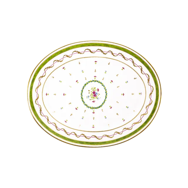 haviland-vieux-paris-vert-plat-ovale-porcelaine-limoges image 1