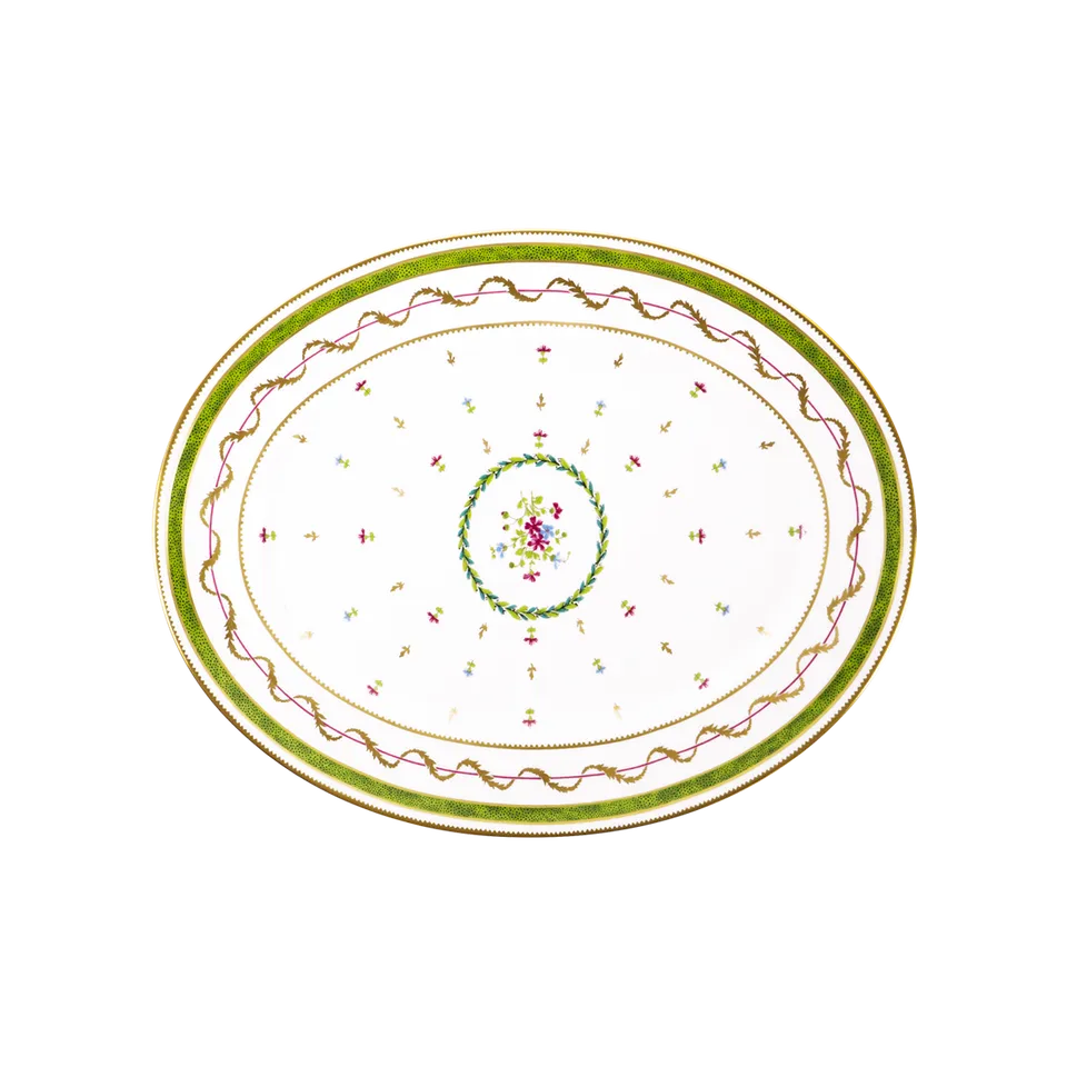 haviland-vieux-paris-vert-plat-ovale-porcelaine-limoges image 1