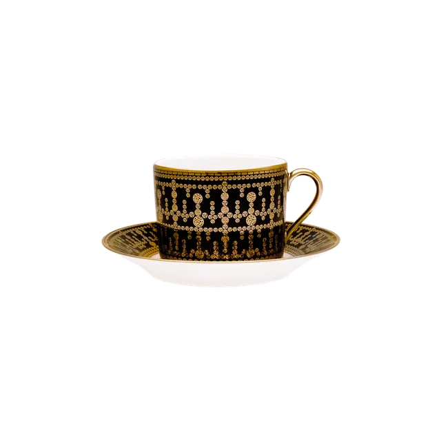 haviland-tiara-tasse-d-jeuner-et-soucoupe-noir-or-porcelaine image 1