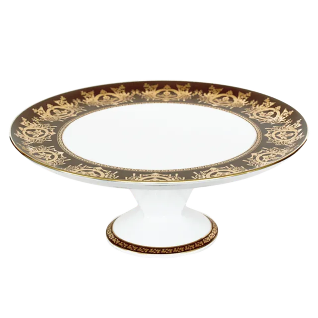 haviland-ritz-imp-rial-plat-tarte-sur-pied-bronze-porcelaine image 1