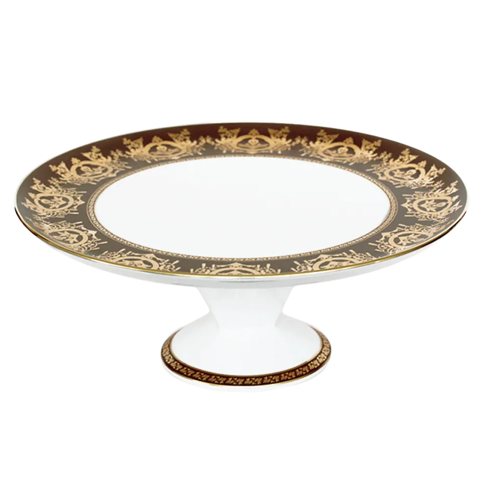 haviland-ritz-imp-rial-plat-tarte-sur-pied-bronze-porcelaine image 1