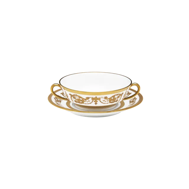 haviland-imp-rator-bol-bouillon-soucoupe-blanc-or image 1