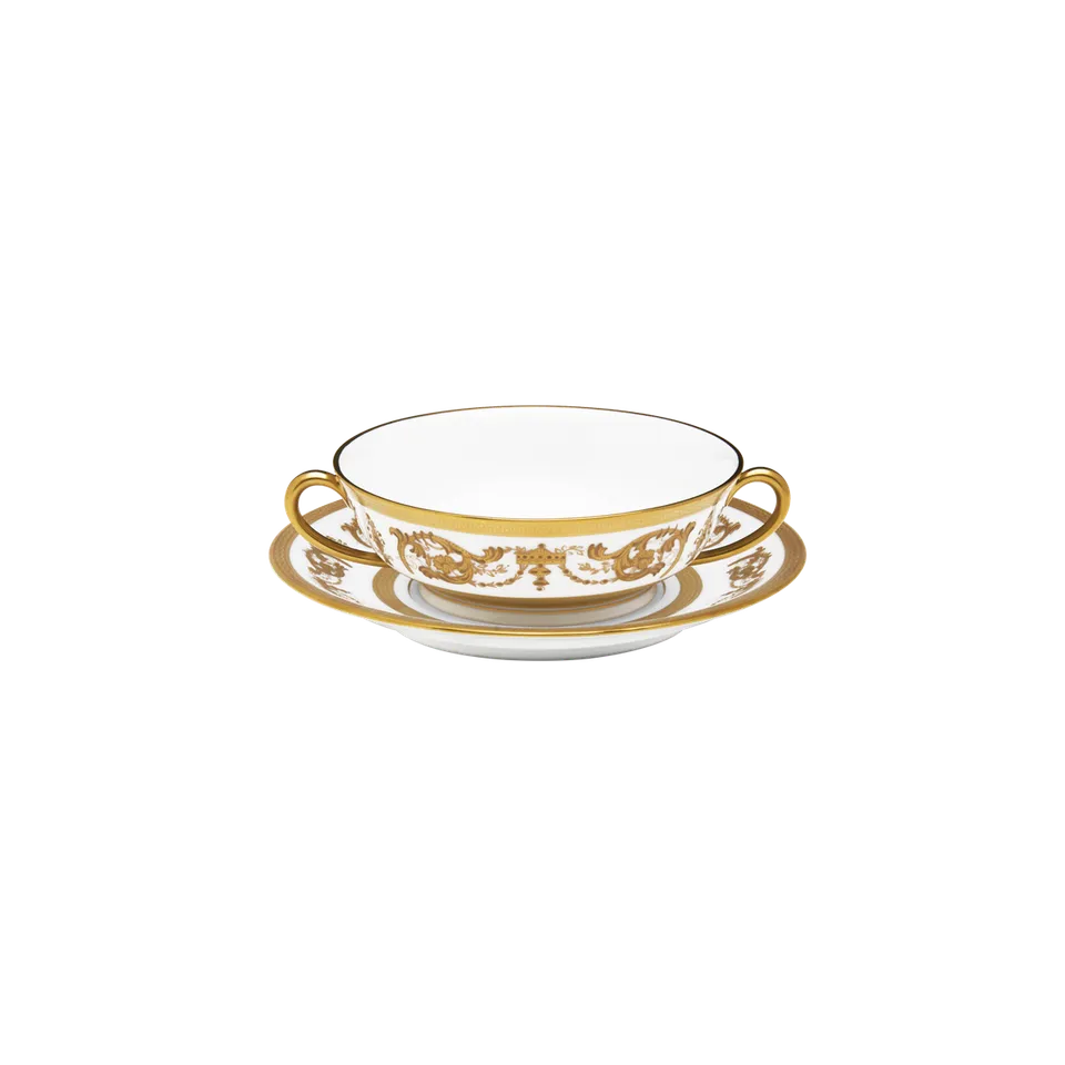 haviland-imp-rator-bol-bouillon-soucoupe-blanc-or image 1