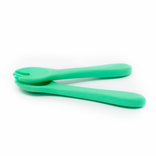 ciboulo-couverts-silicone-vert-b-b-cuill-re-fourchette-6-mois image 3
