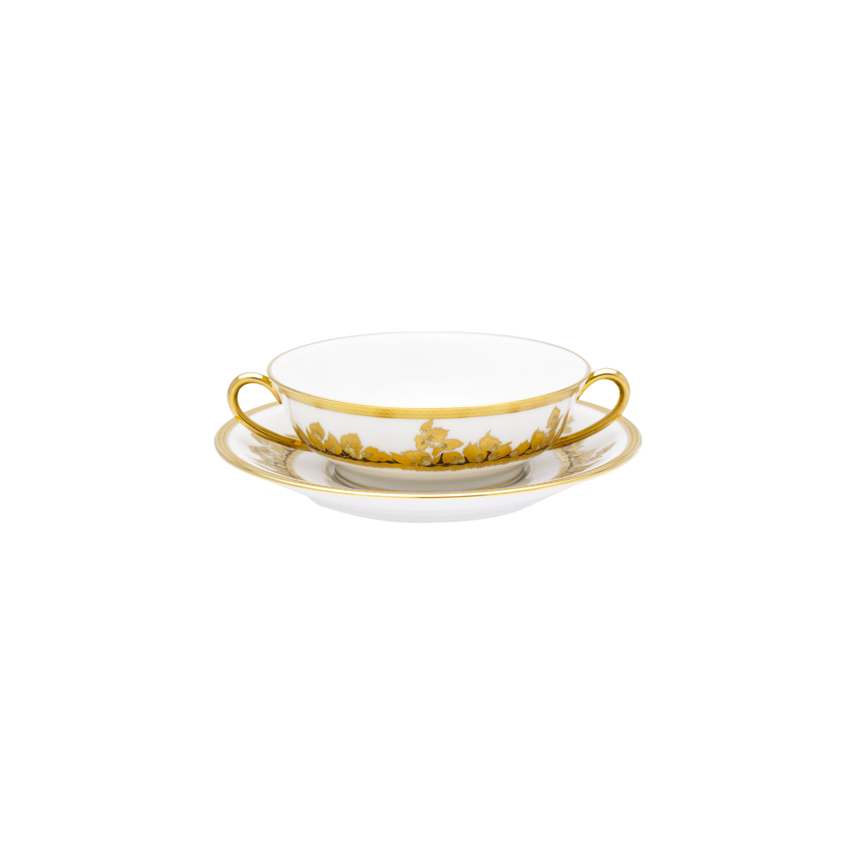 haviland-feuille-d-or-bol-bouillon-et-soucoupe-porcelaine-or image 1