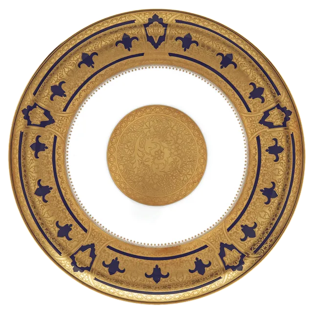 haviland-grand-apparat-plat-tarte-bleu-de-four-or-limoges image 1