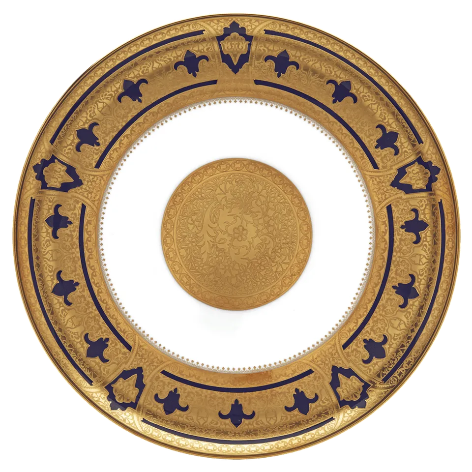 haviland-grand-apparat-plat-tarte-bleu-de-four-or-limoges image 1